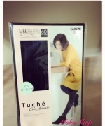 Tuch`e 條紋60丹花紋褲襪 特性：60丹厚度+附足型設計+腳尖透明 (GUNZE グンゼ)
